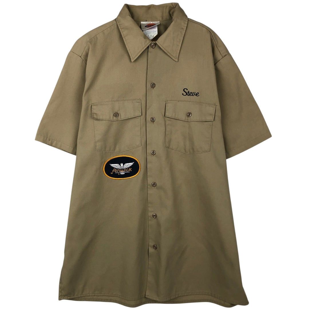 Dickies short-sleeved work shirt, made in the USA, men's size L. polyester Beige type Vintage Second Hand