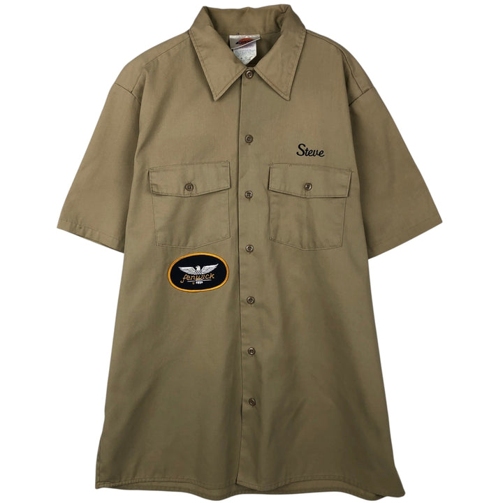 Dickies short-sleeved work shirt, made in the USA, men's size L. polyester Beige type Vintage Second Hand