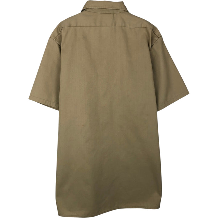 Dickies short-sleeved work shirt, made in the USA, men's size L. polyester Beige type Vintage Second Hand