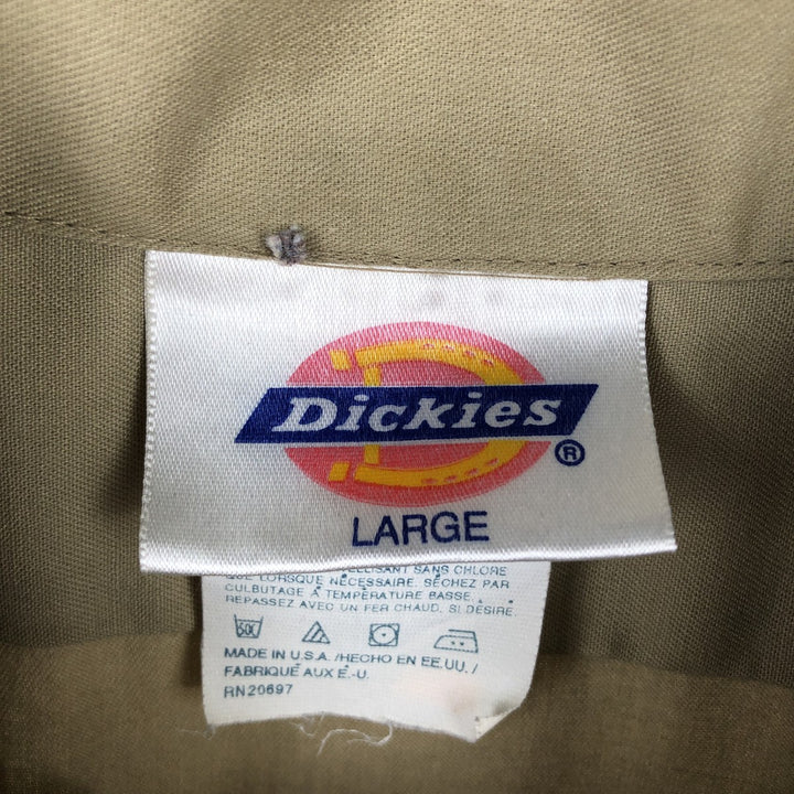 Dickies short-sleeved work shirt, made in the USA, men's size L. polyester Beige type Vintage Second Hand
