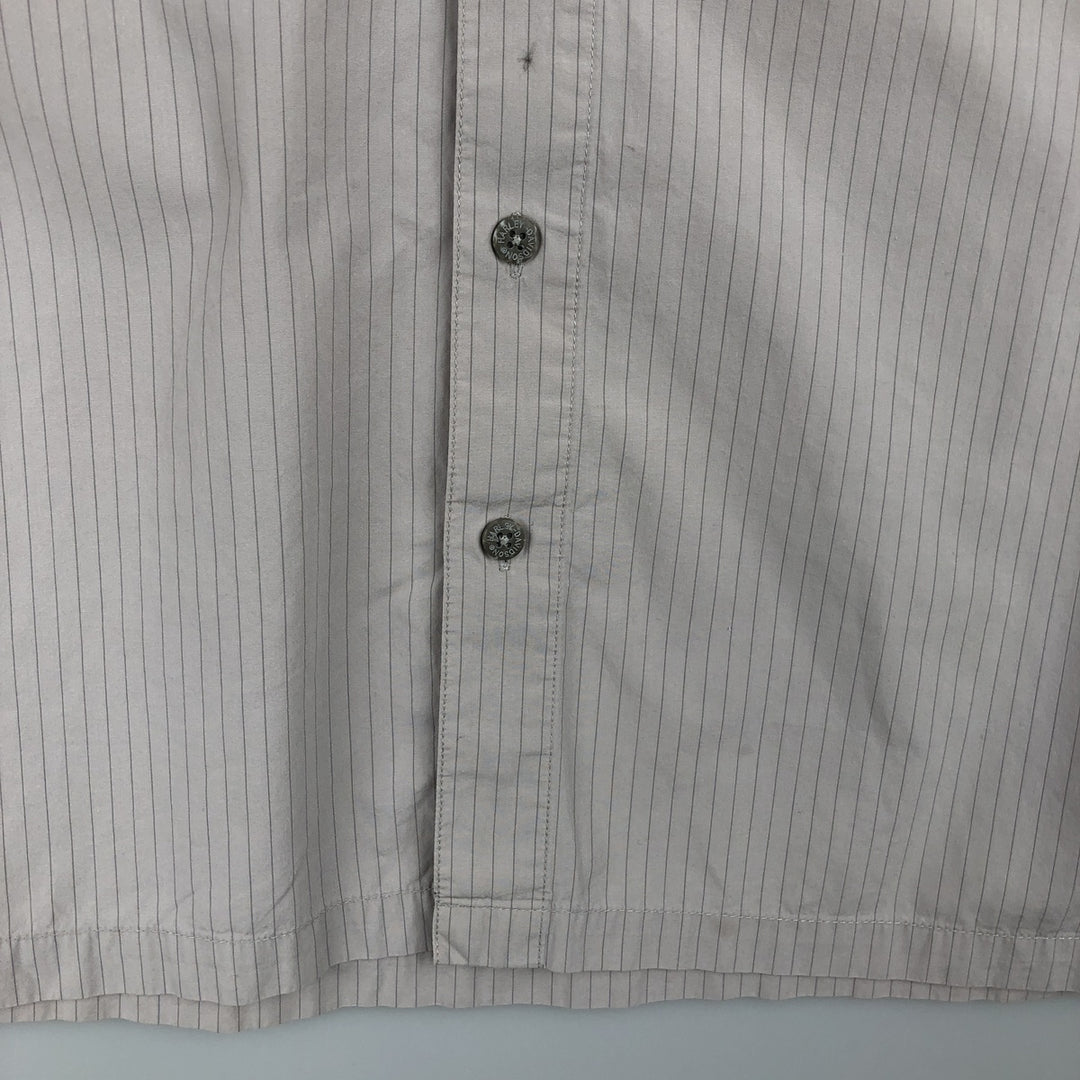 Harley-Davidson Hidden Button-Down Stripe Pattern Eagle Pattern Short-Sleeve Work Shirt Box Shirt Men's Size M (approx.) cotton Khaki type beige Vintage Second Hand