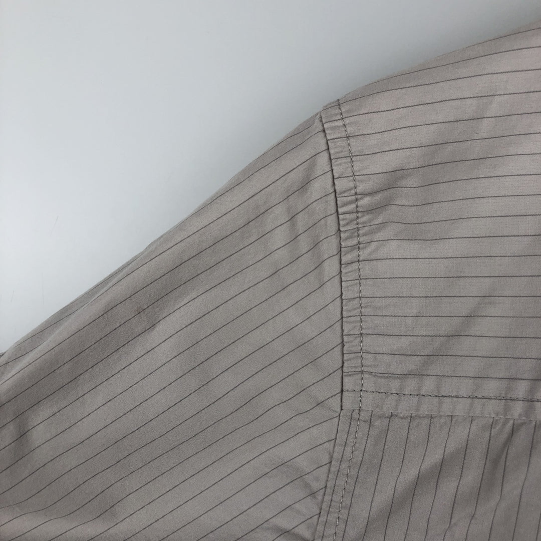Harley-Davidson Hidden Button-Down Stripe Pattern Eagle Pattern Short-Sleeve Work Shirt Box Shirt Men's Size M (approx.) cotton Khaki type beige Vintage Second Hand