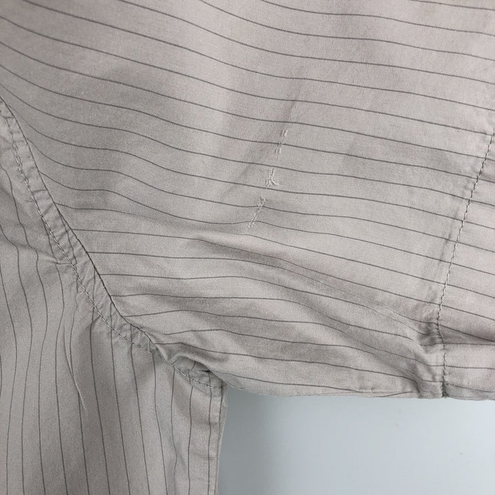 Harley-Davidson Hidden Button-Down Stripe Pattern Eagle Pattern Short-Sleeve Work Shirt Box Shirt Men's Size M (approx.) cotton Khaki type beige Vintage Second Hand