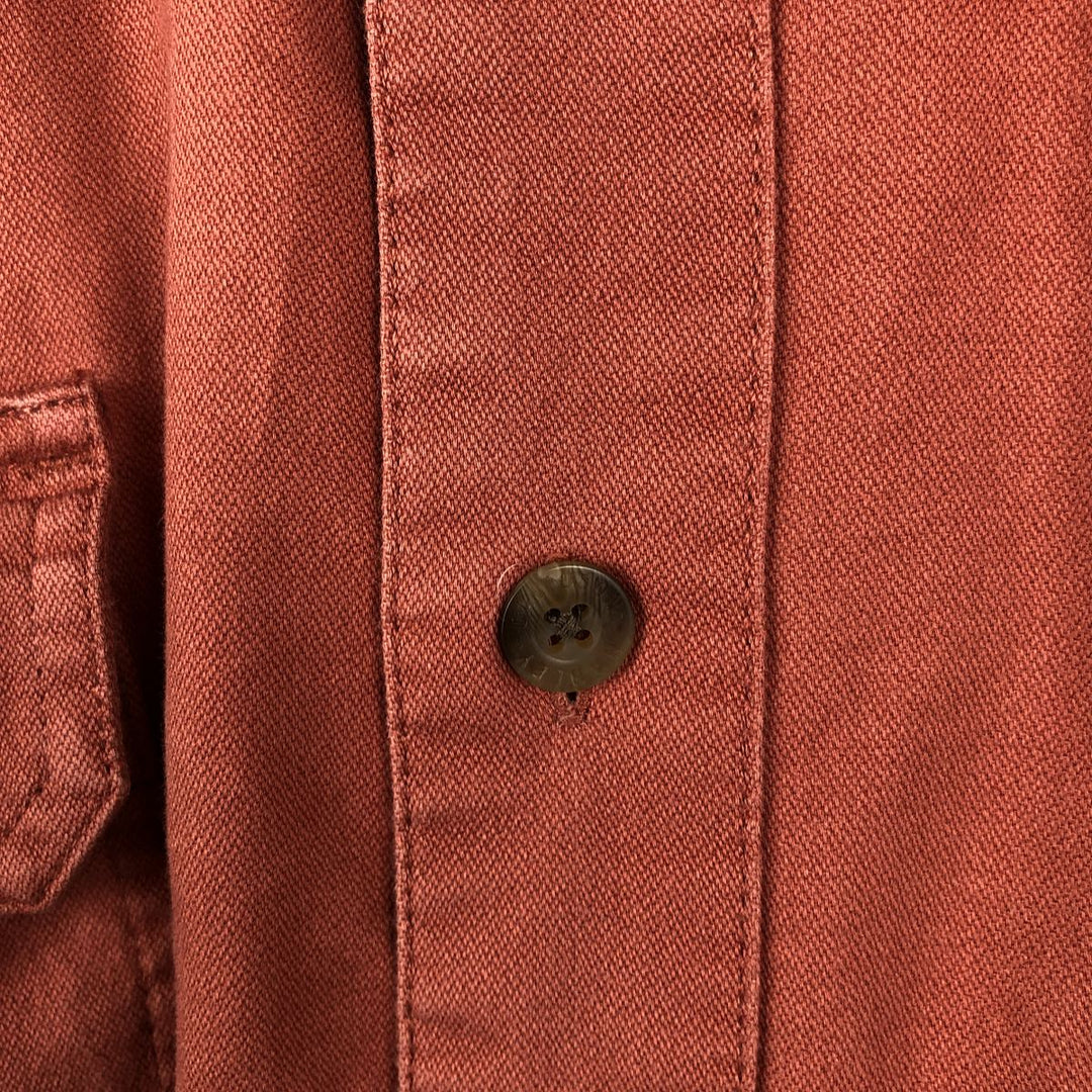 Harley-Davidson Back Logo Hidden Button-Down Short-Sleeve Work Shirt, Men's Size XL (Equivalent), Boxy Shirt cotton orange type Vintage Second Hand