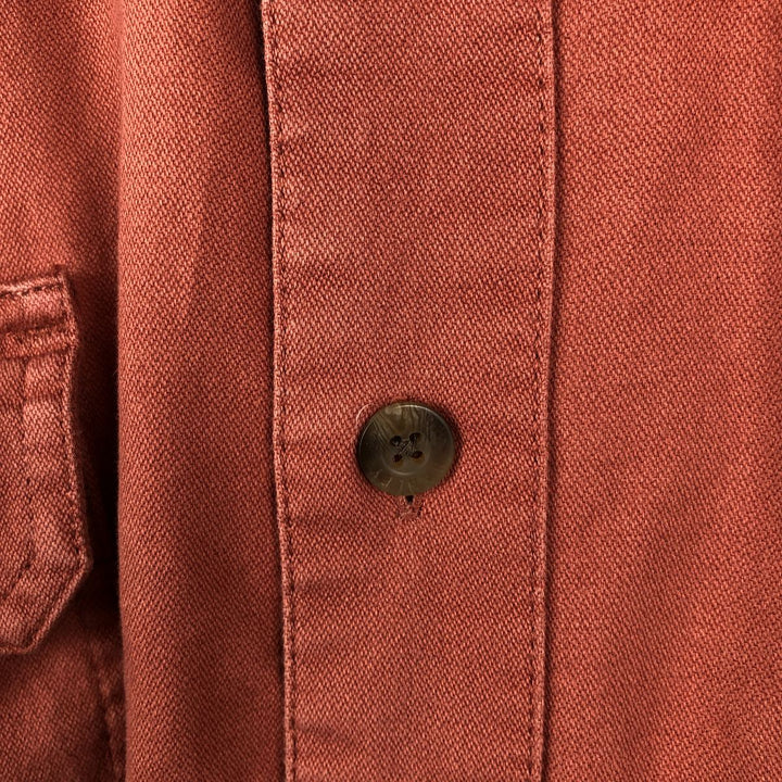 Harley-Davidson Back Logo Hidden Button-Down Short-Sleeve Work Shirt, Men's Size XL (Equivalent), Boxy Shirt cotton orange type Vintage Second Hand