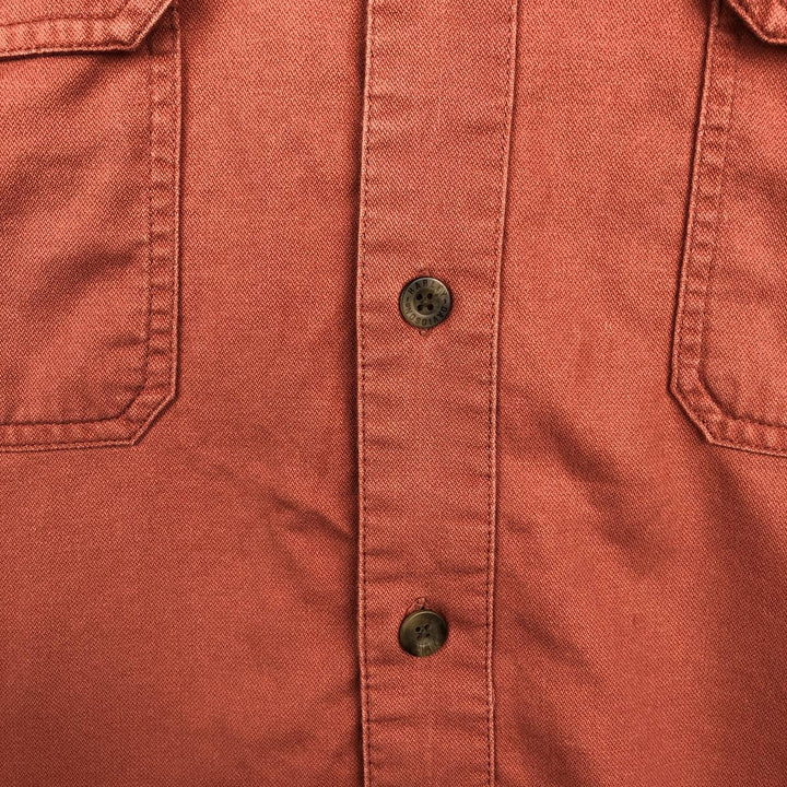 Harley-Davidson Back Logo Hidden Button-Down Short-Sleeve Work Shirt, Men's Size XL (Equivalent), Boxy Shirt cotton orange type Vintage Second Hand