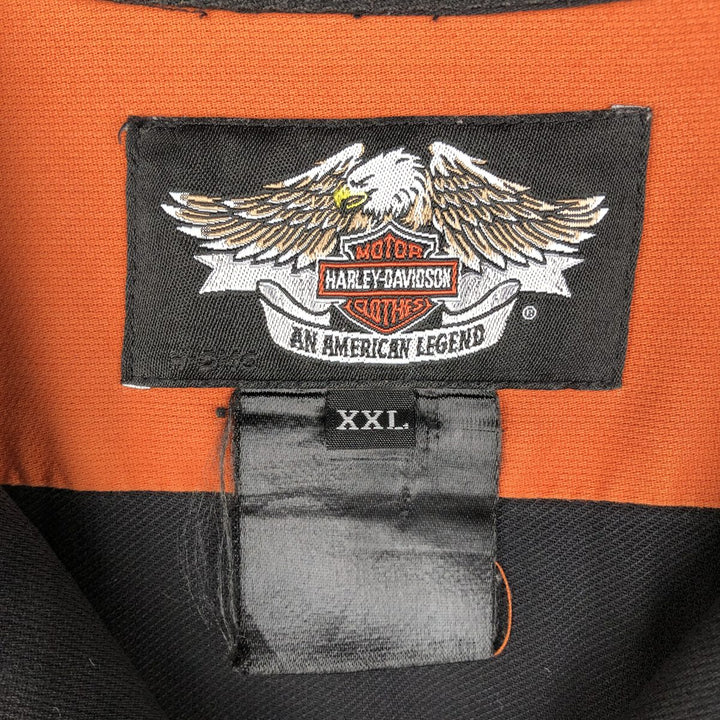 Harley-Davidson Stars and Stripes Pattern Back Logo Open Collar Short Sleeve Work Shirt Box Shirt Men's XXL Equivalent unclear black type Vintage Second Hand