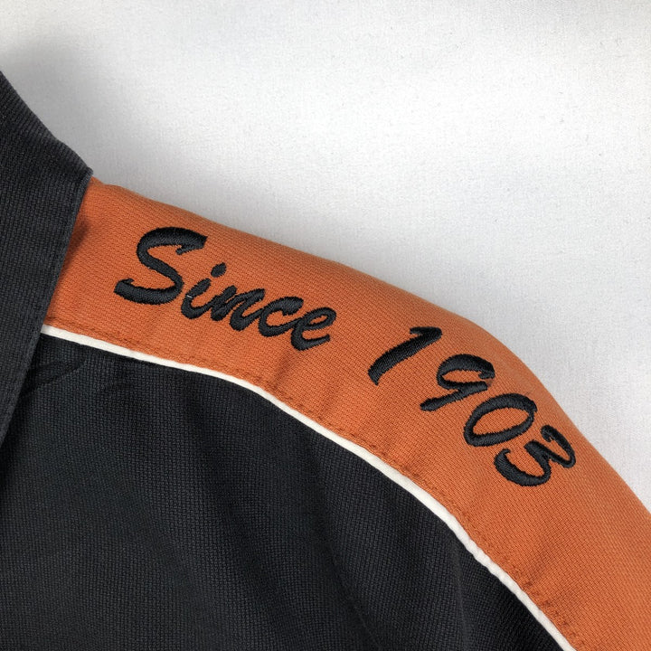 Harley-Davidson Stars and Stripes Pattern Back Logo Open Collar Short Sleeve Work Shirt Box Shirt Men's XXL Equivalent unclear black type Vintage Second Hand