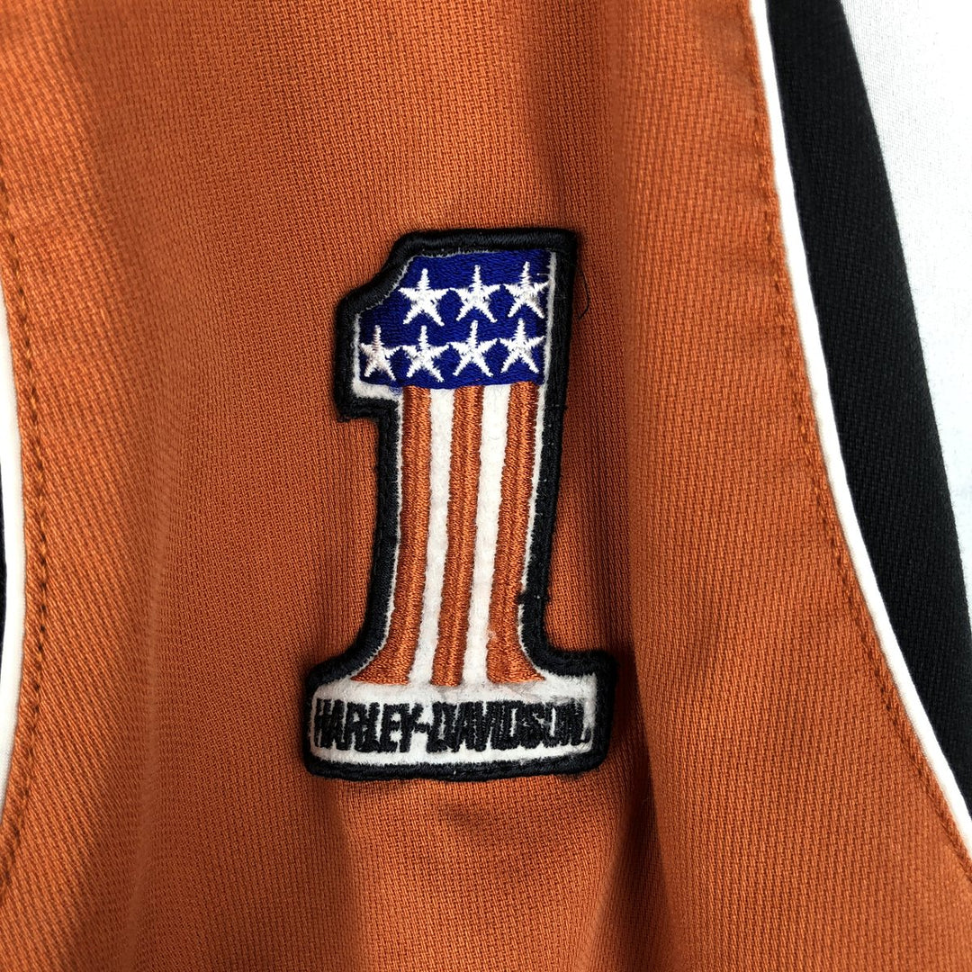 Harley-Davidson Stars and Stripes Pattern Back Logo Open Collar Short Sleeve Work Shirt Box Shirt Men's XXL Equivalent unclear black type Vintage Second Hand