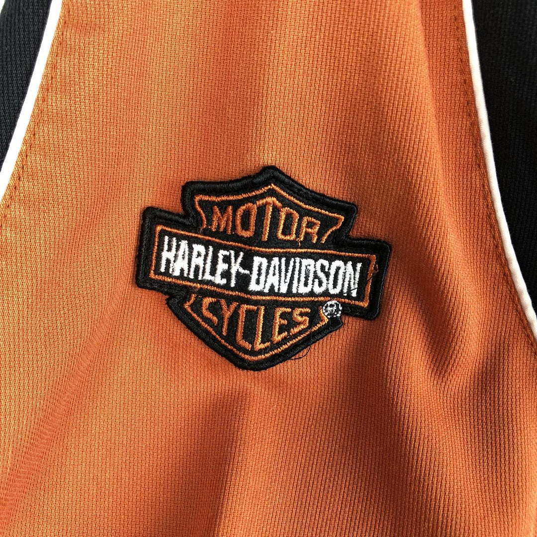 Harley-Davidson Stars and Stripes Pattern Back Logo Open Collar Short Sleeve Work Shirt Box Shirt Men's XXL Equivalent unclear black type Vintage Second Hand
