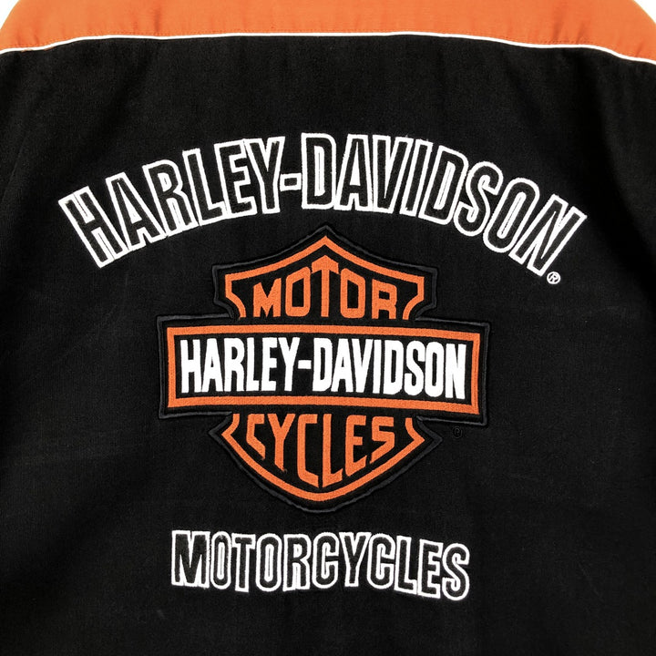 Harley-Davidson Stars and Stripes Pattern Back Logo Open Collar Short Sleeve Work Shirt Box Shirt Men's XXL Equivalent unclear black type Vintage Second Hand