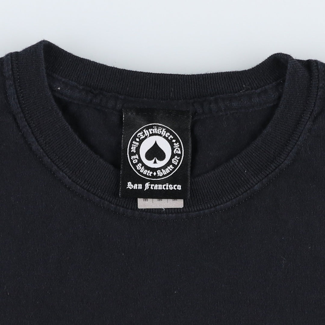 Thrasher Fire Pattern Logo Print T-Shirt, Men's Size M (approx.) cotton black type Vintage Second Hand