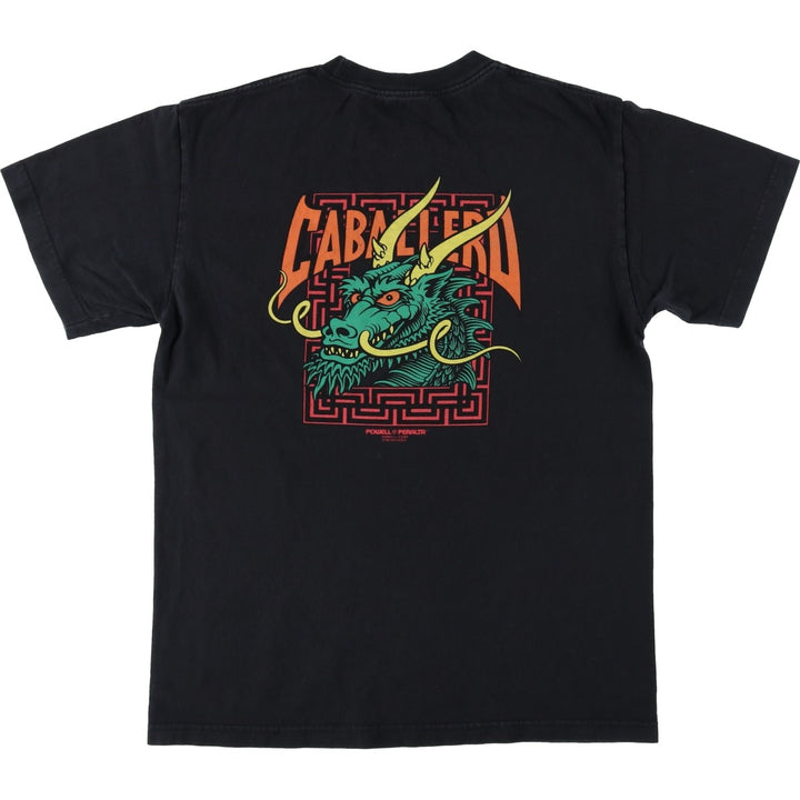 Powell Peralta Dragon Pattern Surf Skate T-Shirt, Men's Size M (approx.) cotton black type Vintage Second Hand