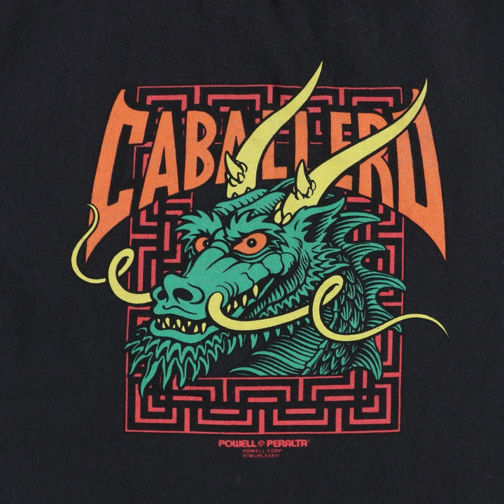 Powell Peralta Dragon Pattern Surf Skate T-Shirt, Men's Size M (approx.) cotton black type Vintage Second Hand
