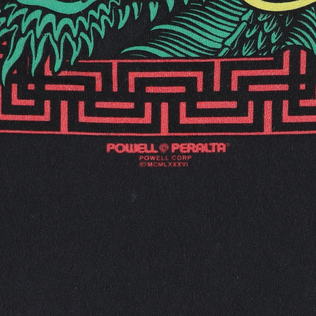 Powell Peralta Dragon Pattern Surf Skate T-Shirt, Men's Size M (approx.) cotton black type Vintage Second Hand