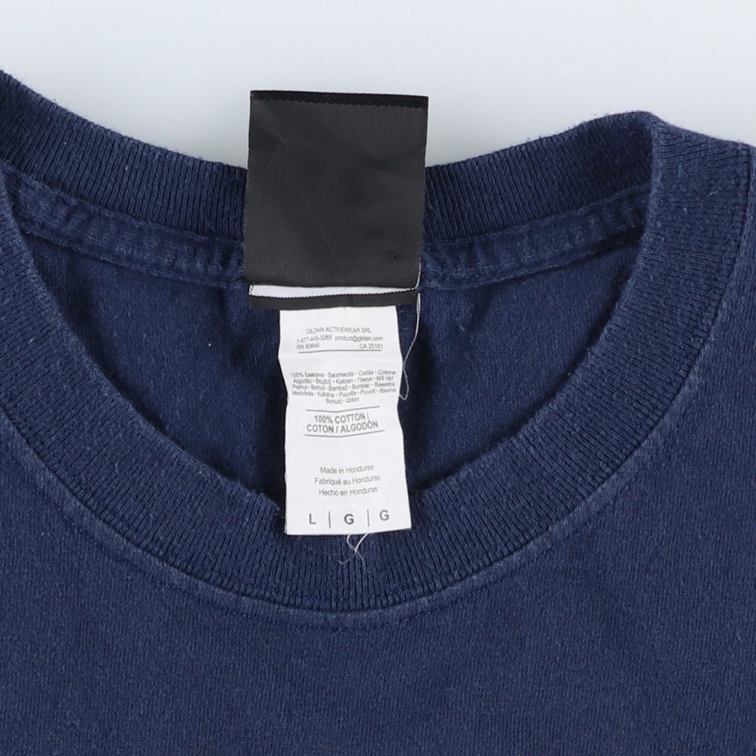 Thrasher Fire Pattern Logo Print T-Shirt, Men's Size L (approx.) cotton navy blue type Vintage Second Hand