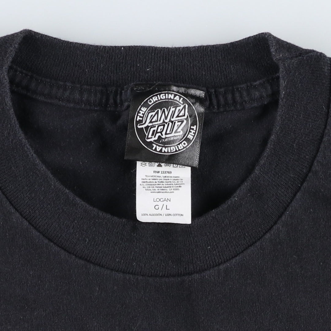 Santa Cruz Surf Skate T-Shirt, Men's Size L (approx.) cotton black type Vintage Second Hand