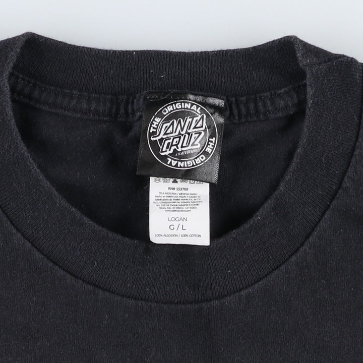 Santa Cruz Surf Skate T-Shirt, Men's Size L (approx.) cotton black type Vintage Second Hand