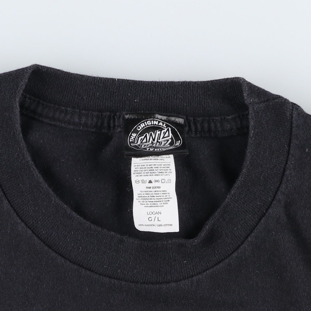 Santa Cruz Surf Skate T-Shirt, Men's Size L (approx.) cotton black type Vintage Second Hand