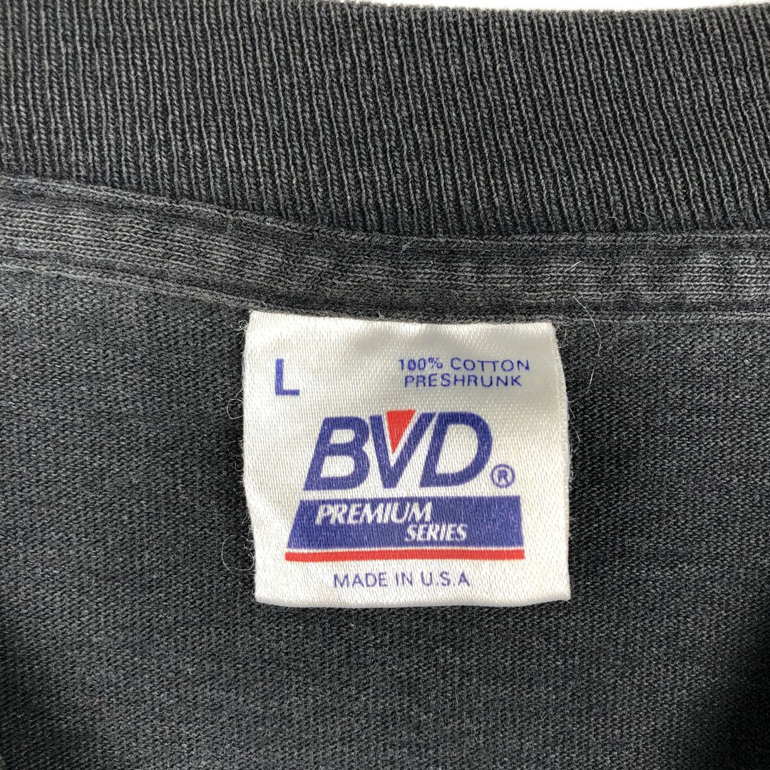 90'S BVD Plain Pocket T-Shirt Made in USA Men's Size L Vintage cotton black type Vintage Second Hand