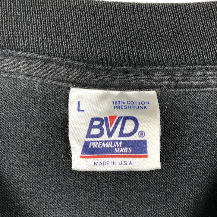 90'S BVD Plain Pocket T-Shirt Made in USA Men's Size L Vintage cotton black type Vintage Second Hand