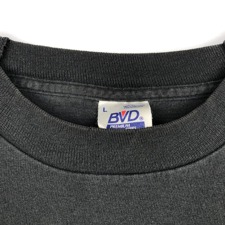 90'S BVD Plain Pocket T-Shirt Made in USA Men's Size L Vintage cotton black type Vintage Second Hand