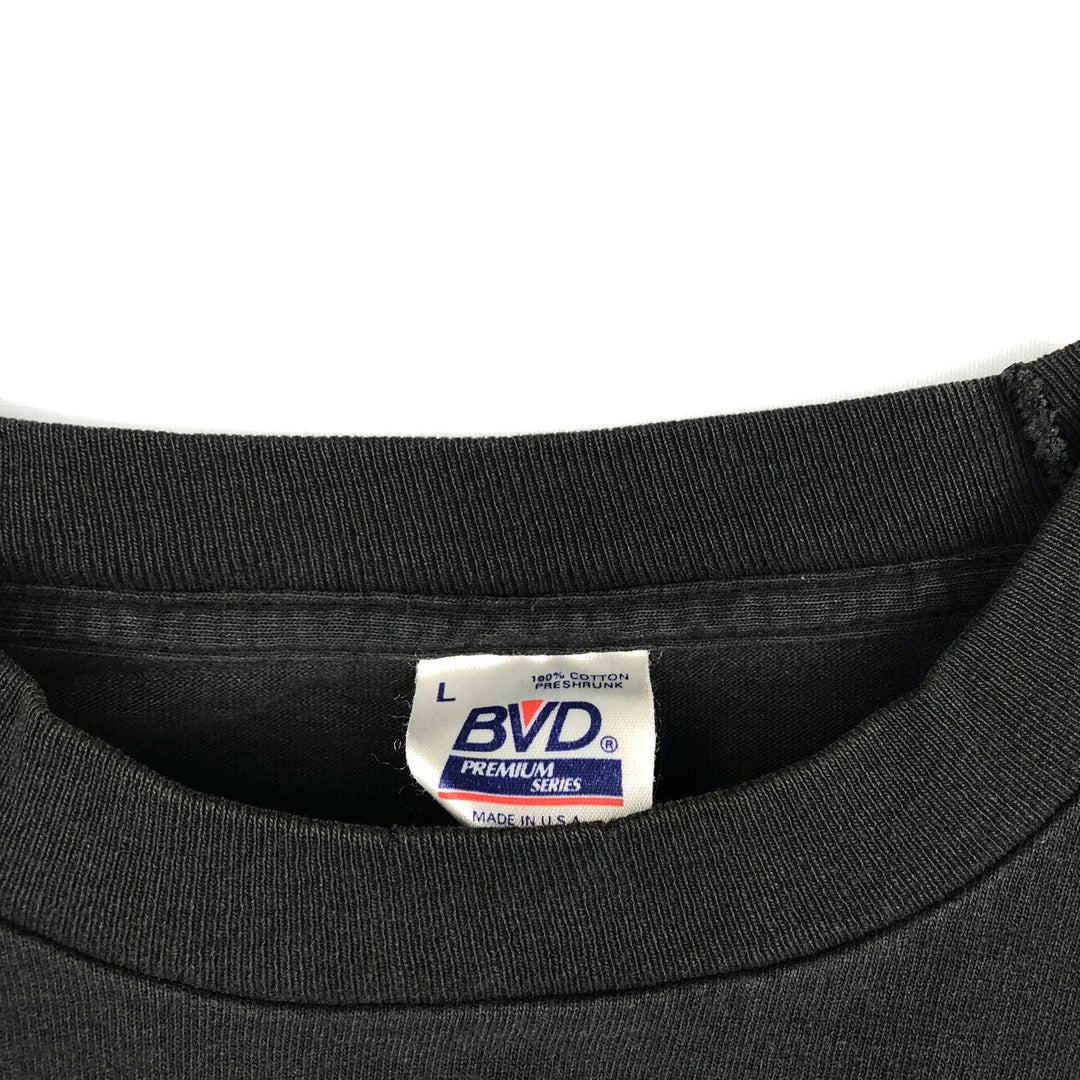 90'S BVD Plain Pocket T-Shirt Made in USA Men's Size L Vintage cotton black type Vintage Second Hand