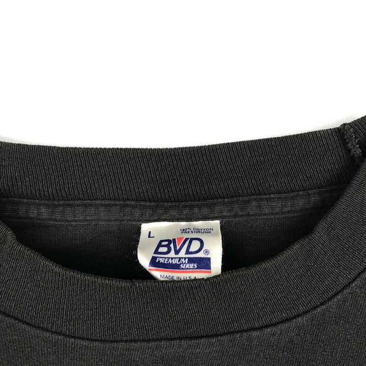 90'S BVD Plain Pocket T-Shirt Made in USA Men's Size L Vintage cotton black type Vintage Second Hand