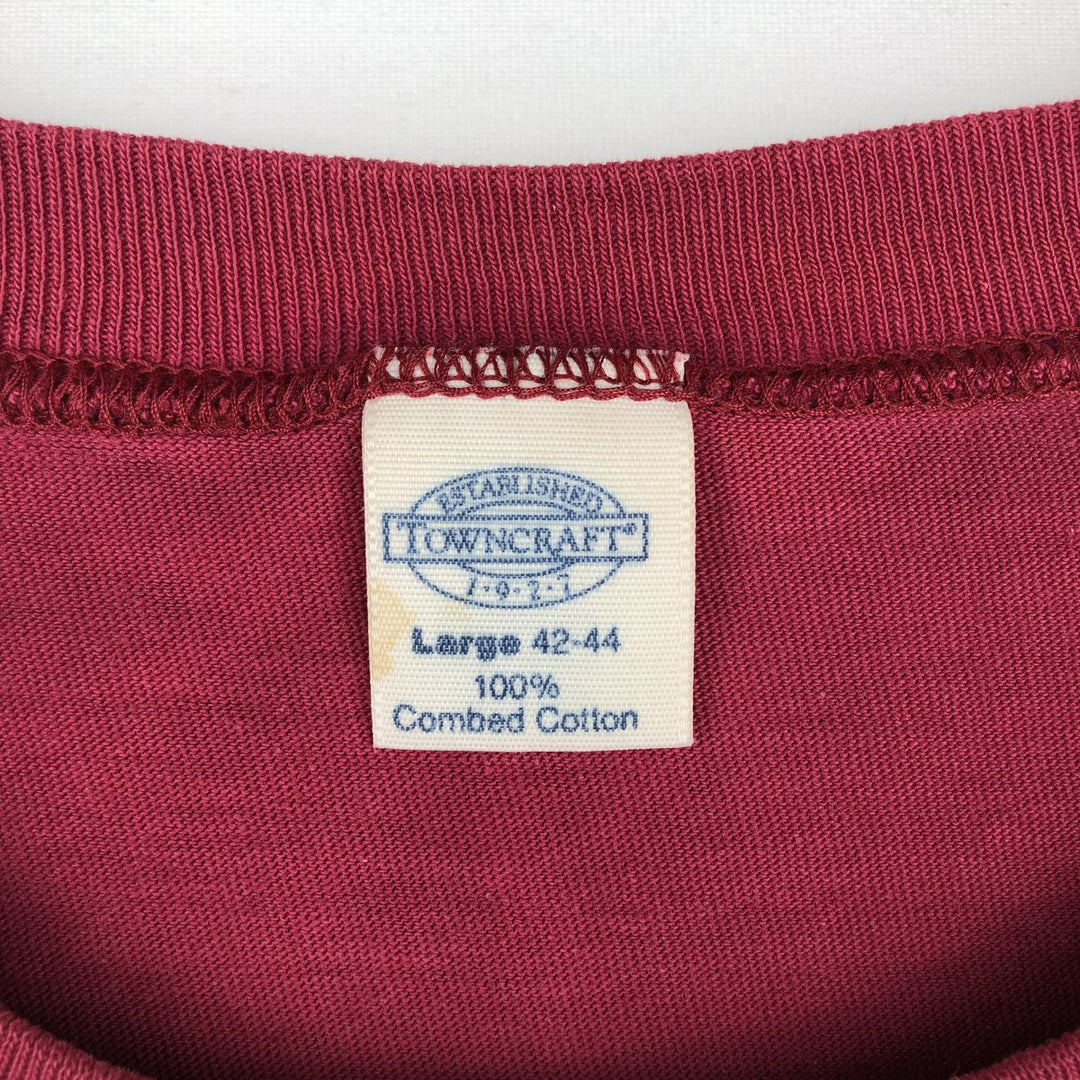 90'S Town Craft Plain Pocket T-Shirt, Made in USA, Men's Size L (Equivalent), Vintage cotton pink type Vintage Second Hand