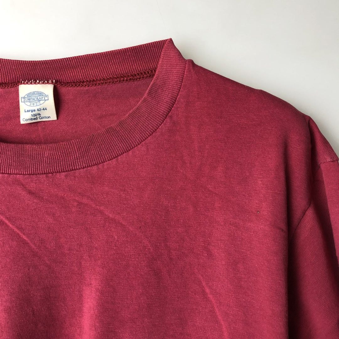 90'S Town Craft Plain Pocket T-Shirt, Made in USA, Men's Size L (Equivalent), Vintage cotton pink type Vintage Second Hand