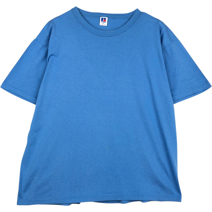 90'S Russell Plain T-shirt Made in USA Men's XL Vintage cotton Blue type light blue Vintage Second Hand