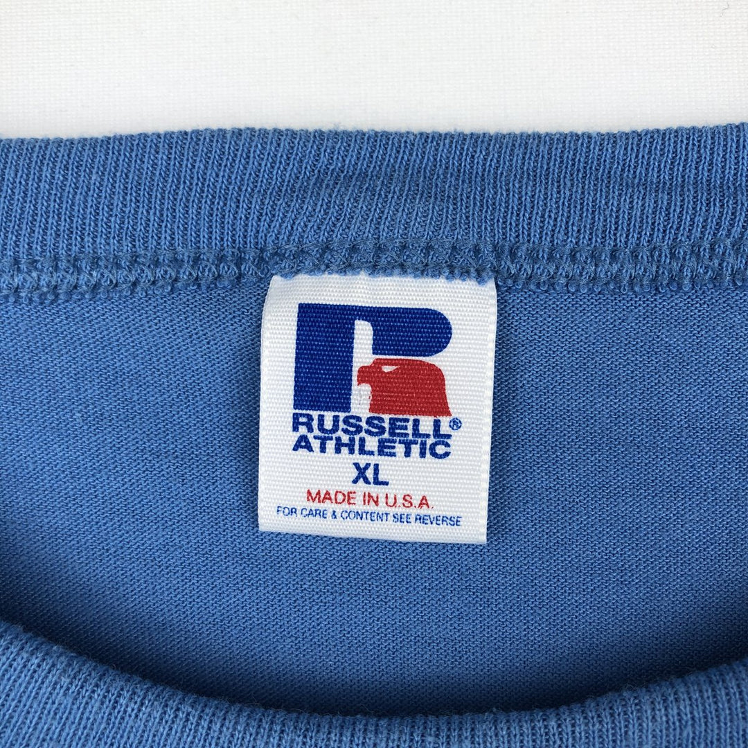 90'S Russell Plain T-shirt Made in USA Men's XL Vintage cotton Blue type light blue Vintage Second Hand