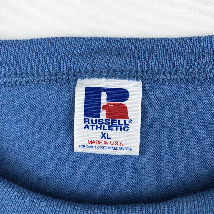 90'S Russell Plain T-shirt Made in USA Men's XL Vintage cotton Blue type light blue Vintage Second Hand