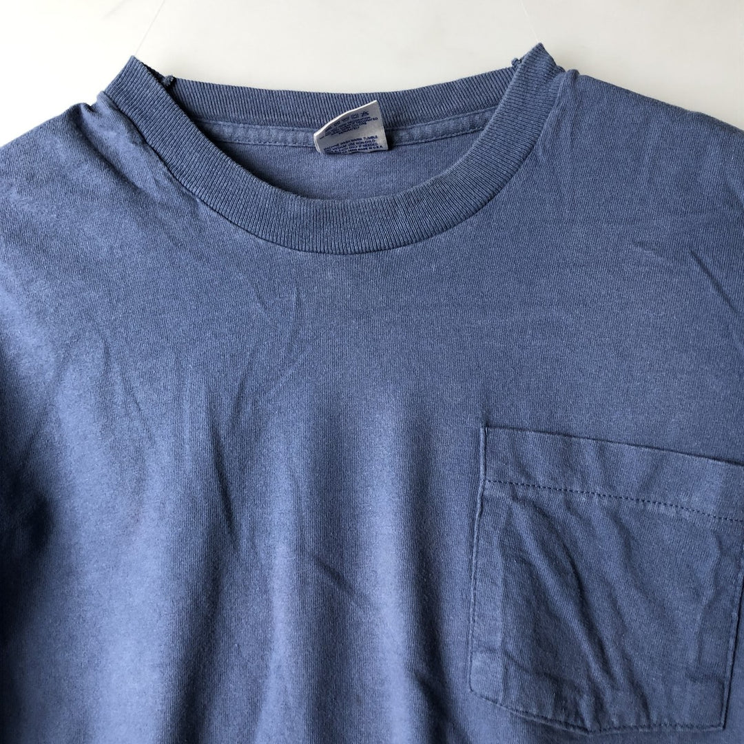 90'S BVD Plain Pocket T-Shirt Made in USA Men's XL Vintage cotton blue type Vintage Second Hand