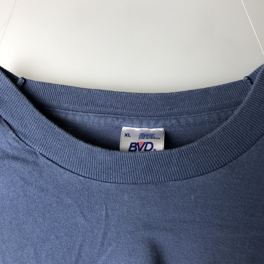 90'S BVD Plain Pocket T-Shirt Made in USA Men's XL Vintage cotton blue type Vintage Second Hand