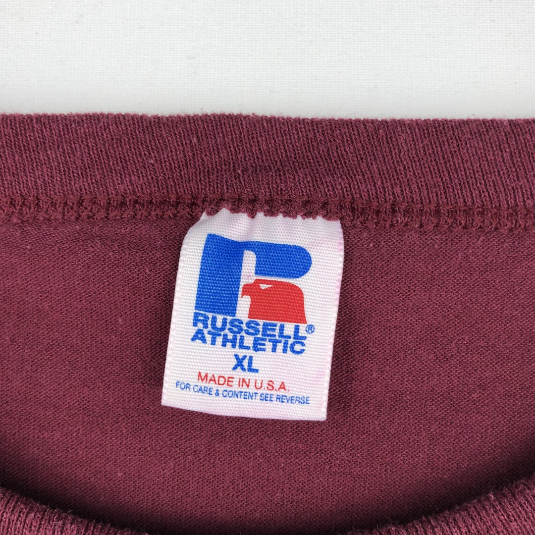 90'S Russell Plain T-shirt Made in USA Men's XL Vintage polyester Purple type red-purple Vintage Second Hand