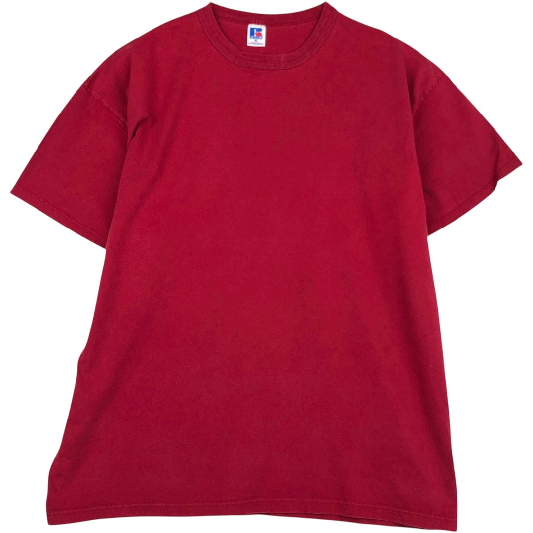 90'S Russell Plain T-shirt Made in USA Men's XL Vintage cotton red type Vintage Second Hand