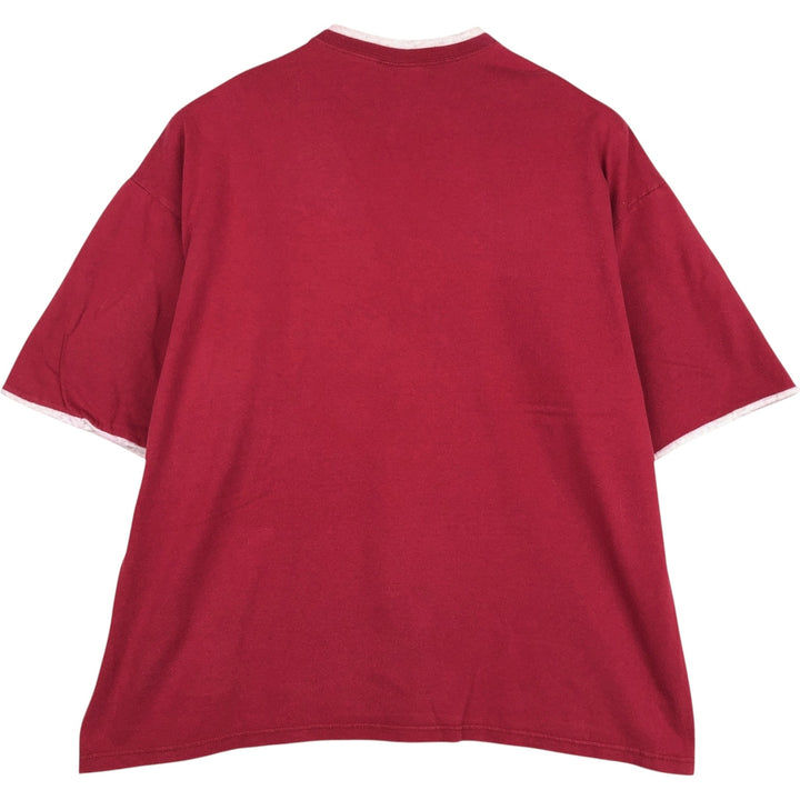 80s-90'S SOFFE'S Choice Layered Neck Plain T-Shirt, Made in USA, Men's XL equivalent, Vintage cotton red type Vintage Second Hand