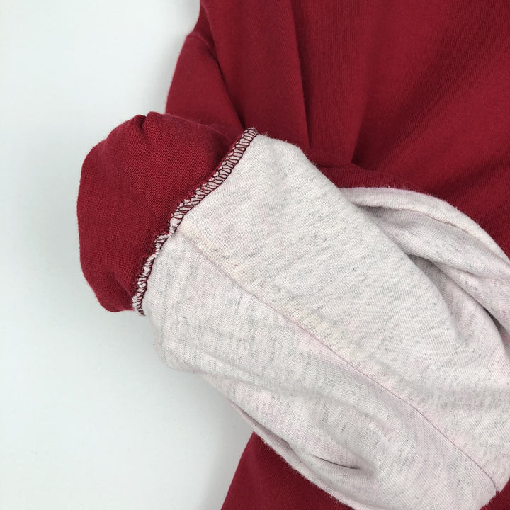 80s-90'S SOFFE'S Choice Layered Neck Plain T-Shirt, Made in USA, Men's XL equivalent, Vintage cotton red type Vintage Second Hand