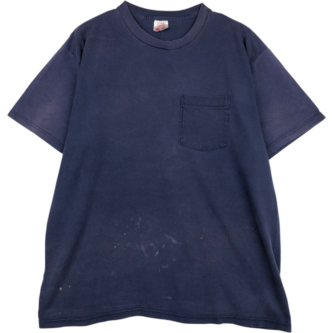BVD Plain Pocket T-Shirt, Men's Size XL (Equivalent), Vintage cotton navy blue type Vintage Second Hand