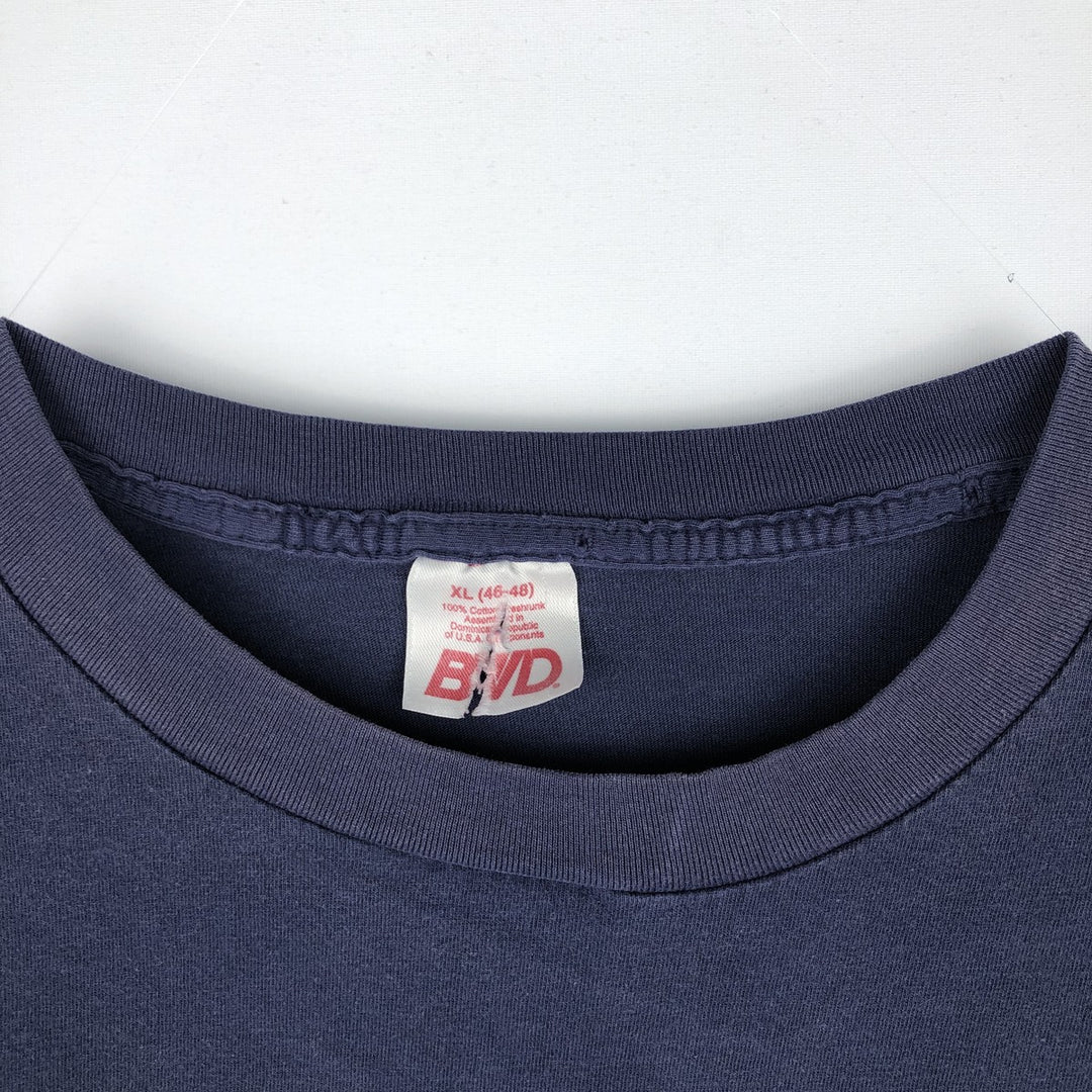 BVD Plain Pocket T-Shirt, Men's Size XL (Equivalent), Vintage cotton navy blue type Vintage Second Hand