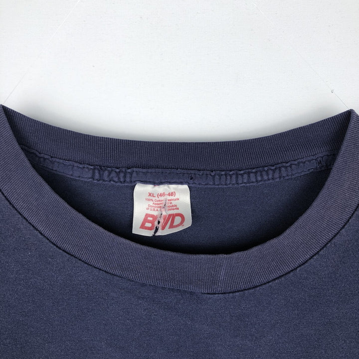 BVD Plain Pocket T-Shirt, Men's Size XL (Equivalent), Vintage cotton navy blue type Vintage Second Hand