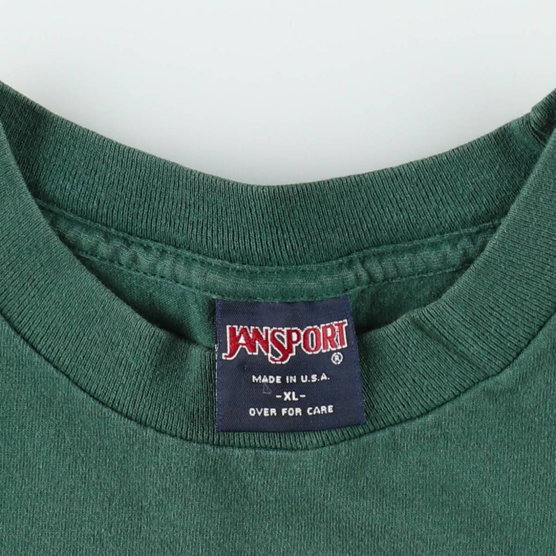 90'S Jansport College T-shirt, Made in USA, Men's XL, Vintage cotton green type Vintage Second Hand