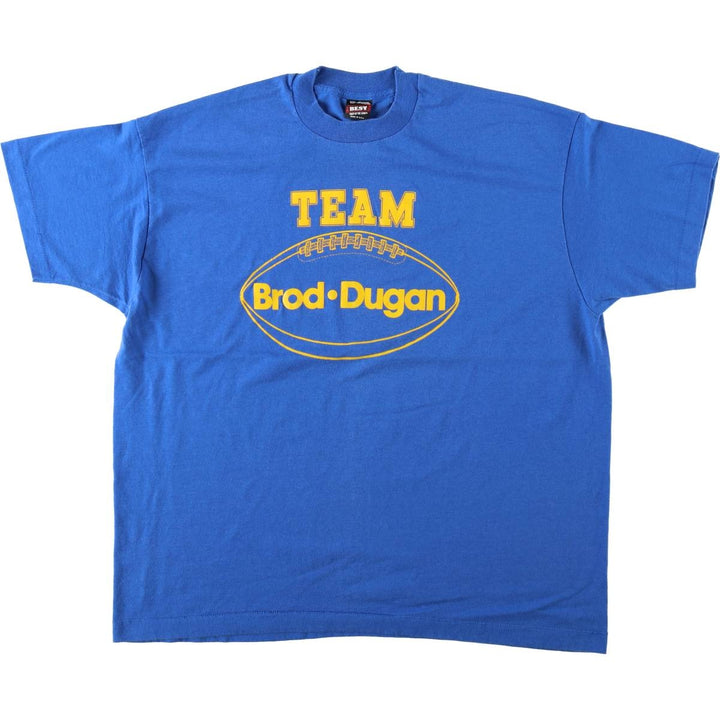 90'S Fruit of the Loom Brod Dugan Advertising T-Shirt, Made in USA, Men's XXL equivalent, Vintage cotton blue type Vintage Second Hand