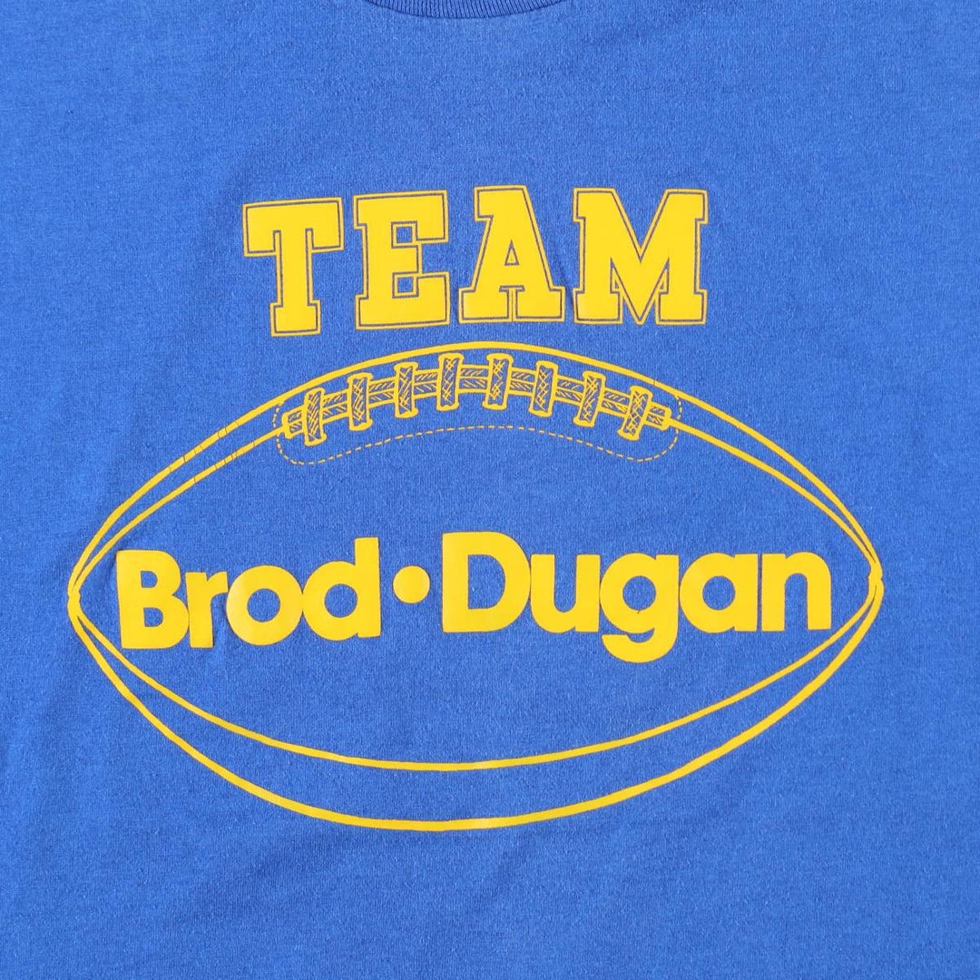 90'S Fruit of the Loom Brod Dugan Advertising T-Shirt, Made in USA, Men's XXL equivalent, Vintage cotton blue type Vintage Second Hand