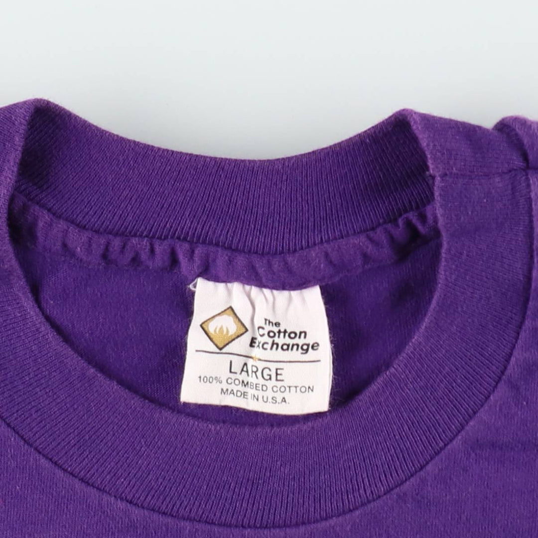 ~90'S The Cotton Exchange College T-shirt, Made in USA, Men's Size L (approx.), Vintage cotton purple type Vintage Second Hand