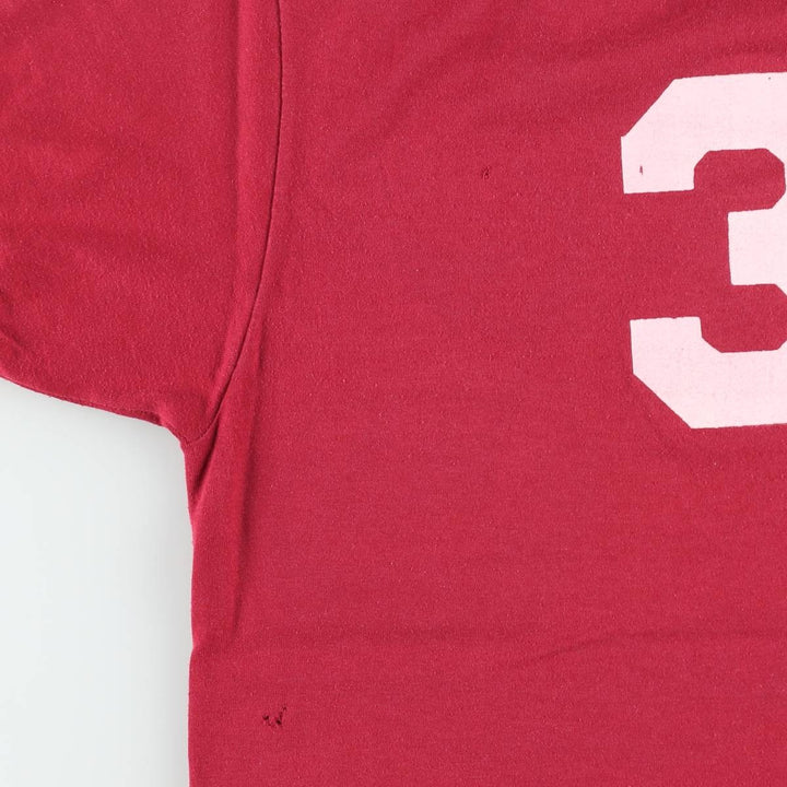 ~90'S Russell College V-Neck Ringer T-Shirt, Made in USA, Men's Size M (Equivalent), Vintage polyester red type Vintage Second Hand
