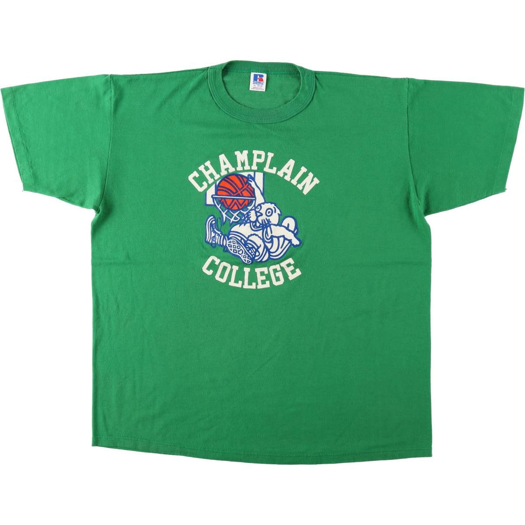 90'S Russell College T-shirt, Made in USA, Men's XL, Vintage polyester green type Vintage Second Hand