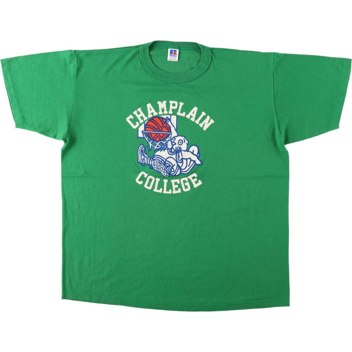 90'S Russell College T-shirt, Made in USA, Men's XL, Vintage polyester green type Vintage Second Hand