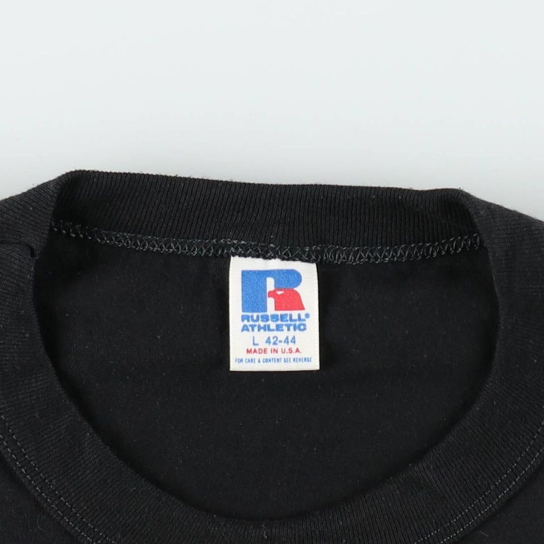 ~90'S Russell College T-shirt, Made in USA, Men's Size L (approx.), Vintage polyester black type Vintage Second Hand
